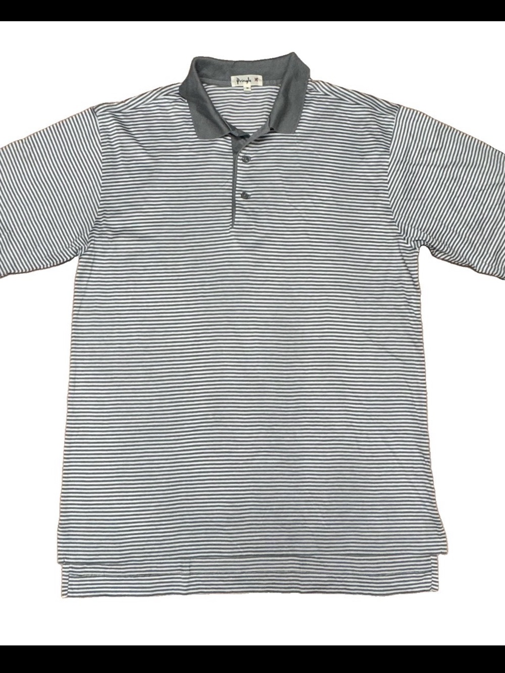 Pringle of Scotland Gray Stripe Polo Shirt Size M